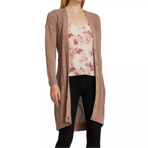 L’AGENCE NWT M Harleen Belted Cable-Knit Cardigan rustic brown nude midi long - Picture 3 of 8